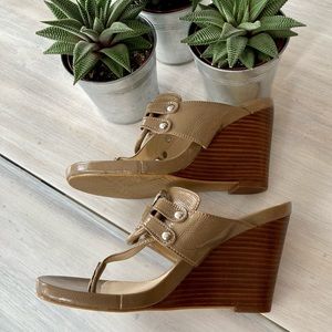 Calvin Klein Taupe Wedge Sandals. Size 7.5